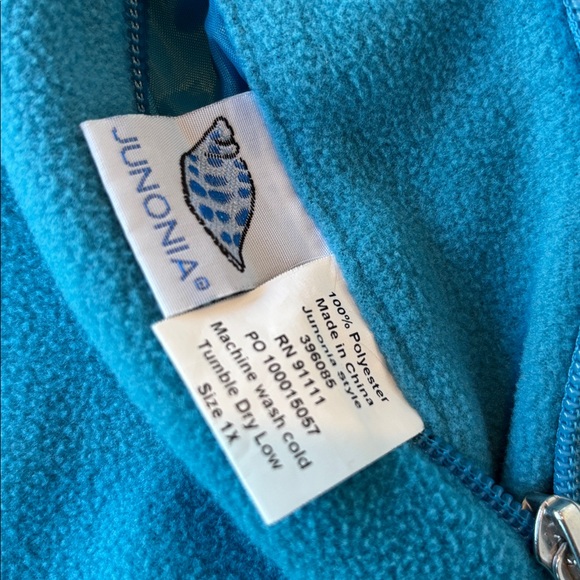 Junonia Reversible Zippered Sweatshirt in Teal and Gray. Size 1X - Picture 8 of 8